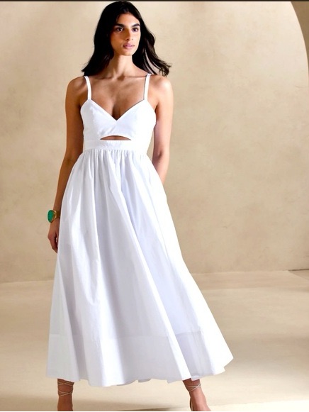 Banana Republic White Maxi Dress With Front Cutout